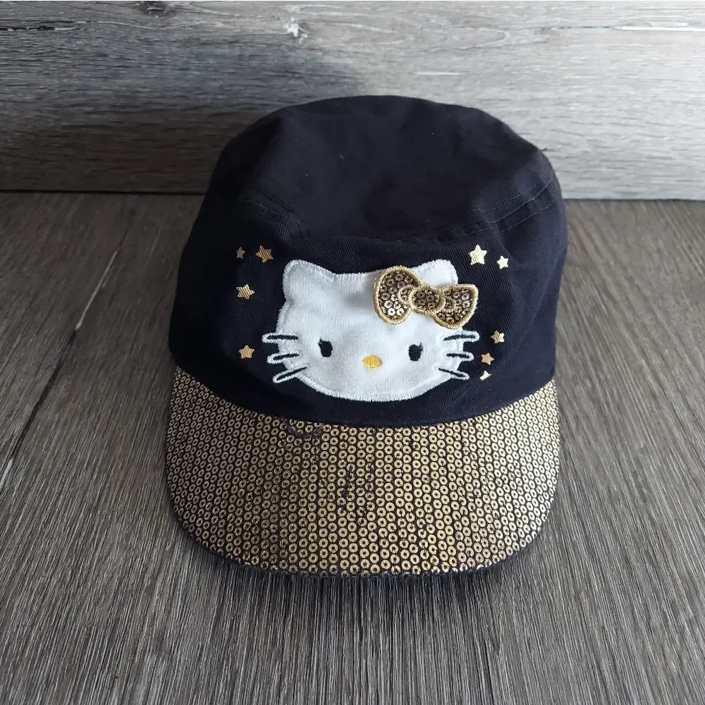 Hello Kitty Black and Gold Kids Cadet Cap